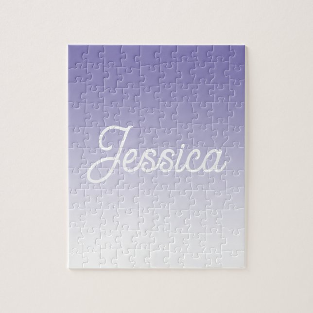 (Editable) Light Purple Colour Ombre & Your Text Jigsaw Puzzle (Vertical)
