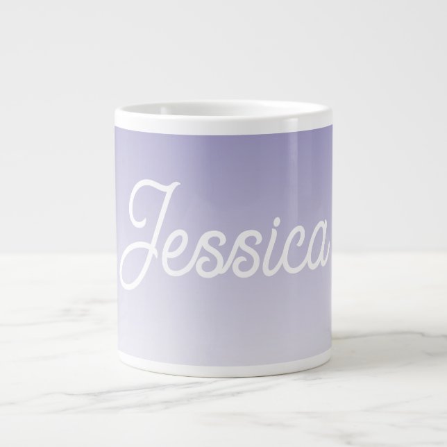 (Editable) Light Purple Colour Ombre & Your Text Large Coffee Mug (Front)