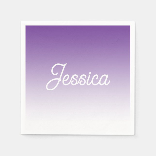 (Editable) Light Purple Colour Ombre & Your Text Napkin (Front)
