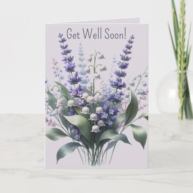 Editable Lily of the Valley and Lavender  Card (Front)