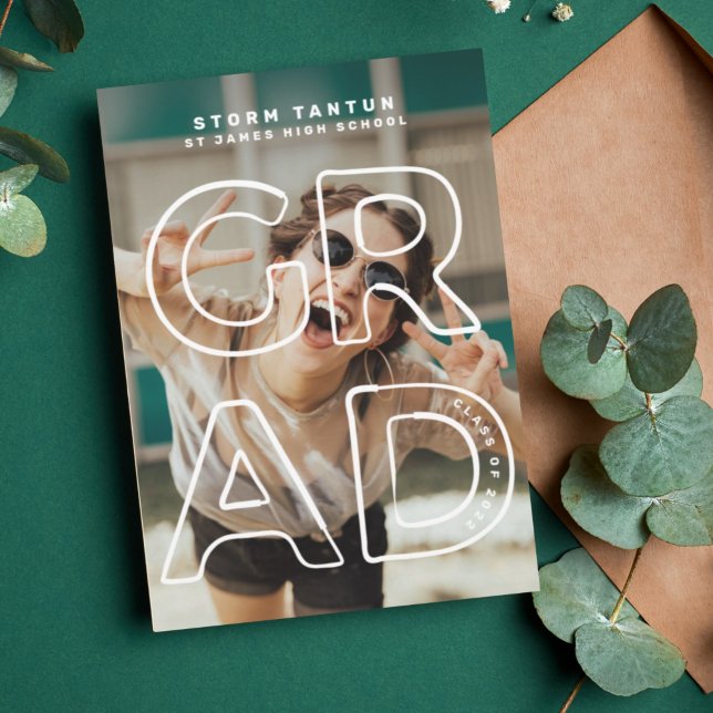 Editable LINE HOLLOW GRAD Contemporary 2023 Photo Announcement (Creator Uploaded)