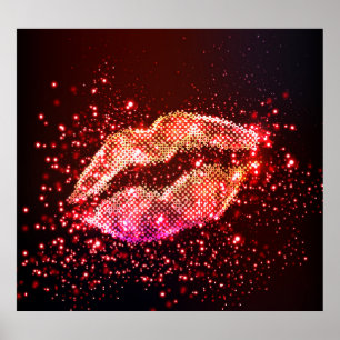 Editable Lip Illustration: Simple Graphic Design Poster