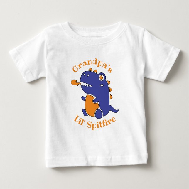 EDITABLE Little Spitfire Monster for Grandparents Baby T-Shirt (Front)