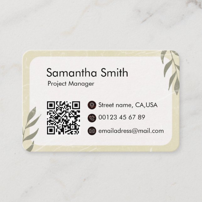 Editable LOGO & QR code elegant design Business Card (Front)