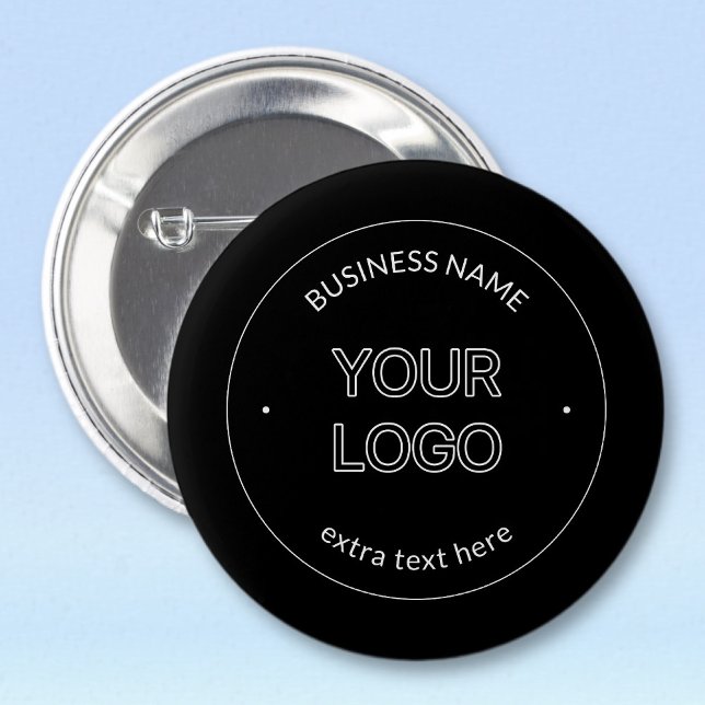 Editable Logo Replacement & Business Name | Black 6 Cm Round Badge (Creator Uploaded)