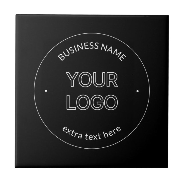 Editable Logo Replacement & Business Name | Black Ceramic Tile (Front)