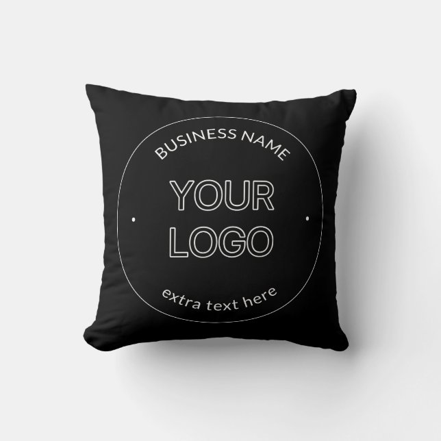 Editable Logo Replacement & Business Name | Black Cushion (Front)