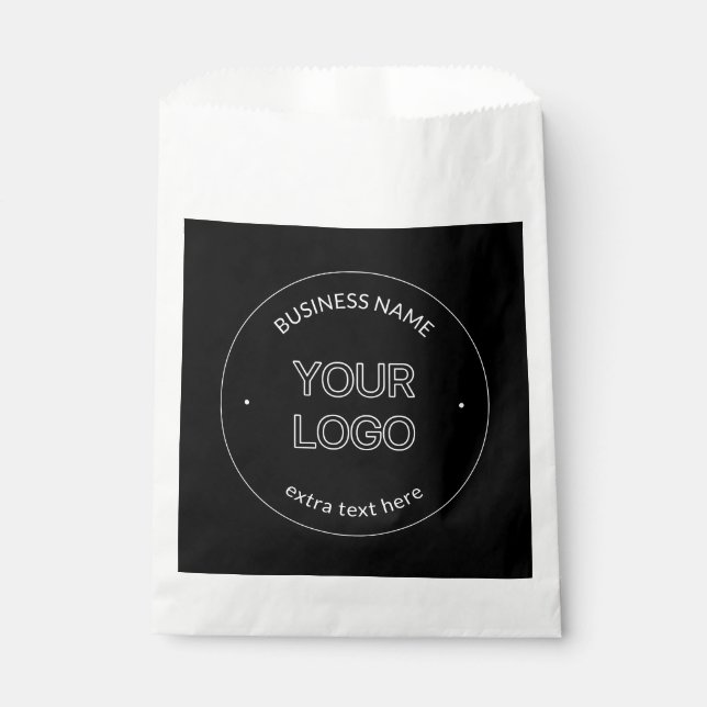 Editable Logo Replacement & Business Name | Black Favour Bag (Front)