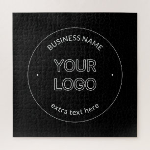 Editable Logo Replacement & Business Name   Black Jigsaw Puzzle