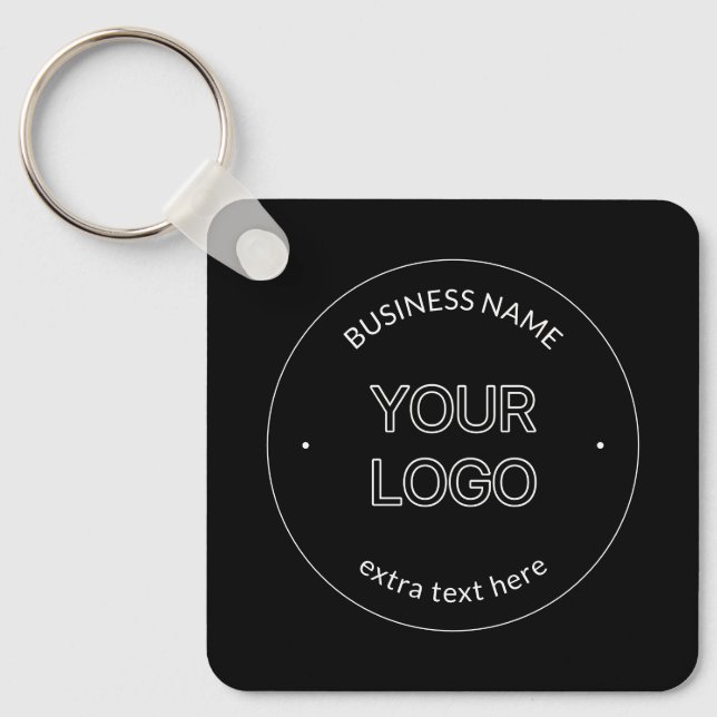 Editable Logo Replacement & Business Name | Black Key Ring (Front)