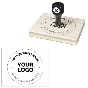 Editable Logo Replacement & Business Name Black Rubber Stamp