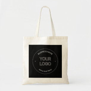 Editable Logo Replacement & Business Name   Black Tote Bag