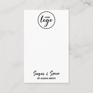 Editable Logo White Earring Packaging Cards