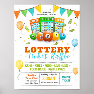 Editable lottery raffle ticket fundraiser flyer poster