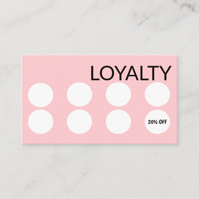 Editable Loyalty Business Card Template in Pink (Front)