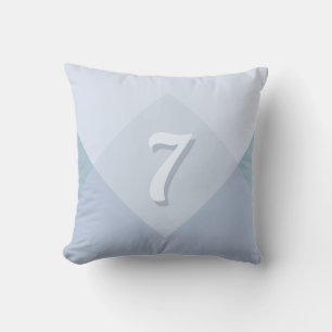 Editable Lucky Number Seven on Silver Blue Shades Cushion