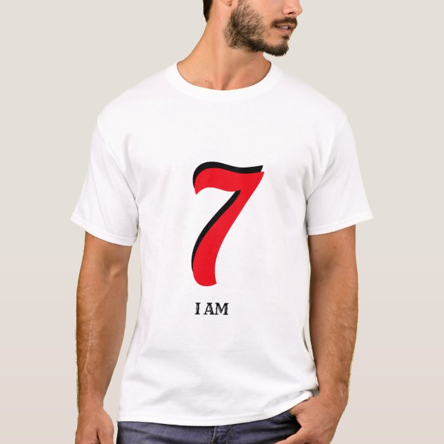Editable Lucky Seven I Am T-Shirt (Front)