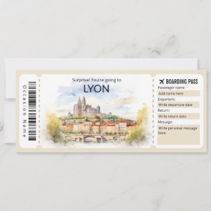 Editable Lyon Plane ticket, Lyon Trip Invitation