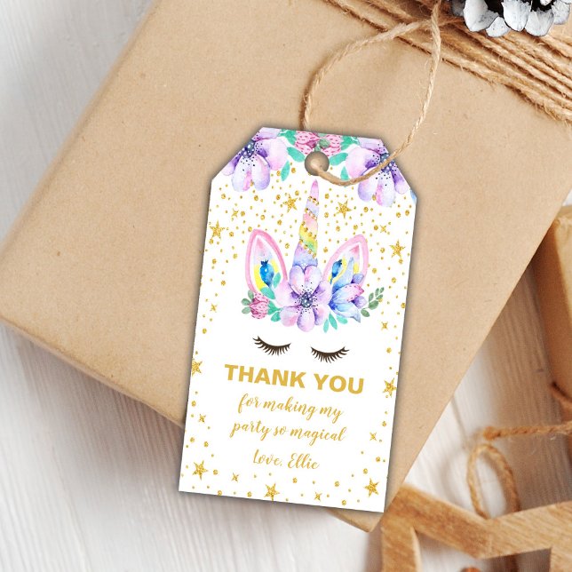 Editable Magical Birthday Favour Labels (Purple Unicorn Gift Tags)