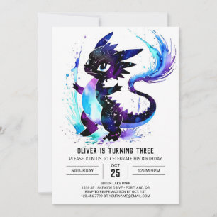 Editable Magical Dragon Digital Boy Birthday Invitation