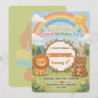 Editable Magical Forest Animals Birthday Invite
