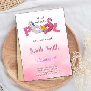 Editable Magical Summer Swim Party Invite