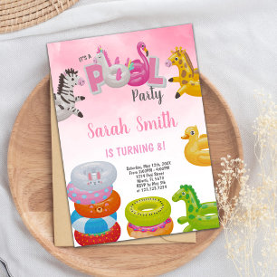 Editable Magical Summer Swim Party Invite for Girl