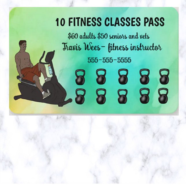 Editable Male 10 Fitness Classes Pass  Discount Card (Creator Uploaded)