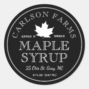 Editable Maple Syrup White Maple Leaf Label