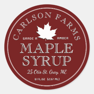 Editable Maple Syrup White Maple Leaf Label