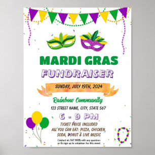 Editable Mardi Gras Fundraiser Flyer Poster