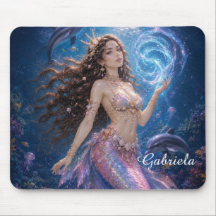 Editable Mareena Magical Mermaid Seashell  Mouse Pad