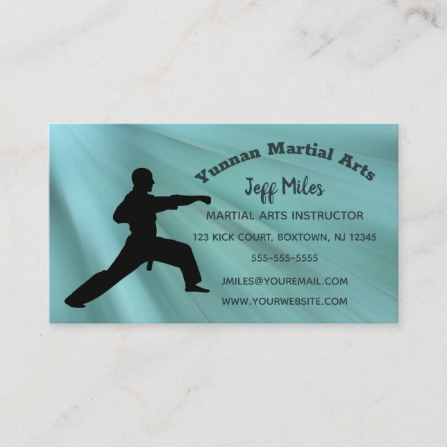 Editable Martial Arts Instructor Business Card (Front)