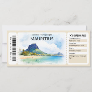 Editable Mauritius Boarding Pass Plane ticket Invitation