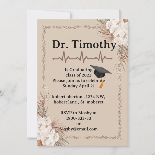 Editable medical student  graduation Invitation (Front)