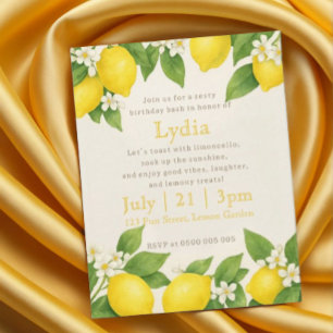 Editable Mediterranian Limoncello Birthday  Invitation