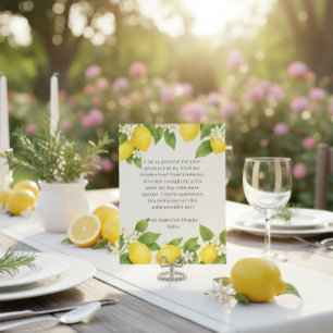 Editable Mediterranian Limoncello Birthday Thank You Card