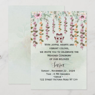 Editable Mehndi Ceremony Invitation