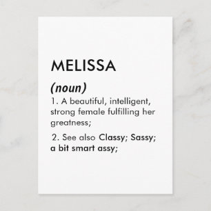 Editable Melissa name definition, custom name Postcard