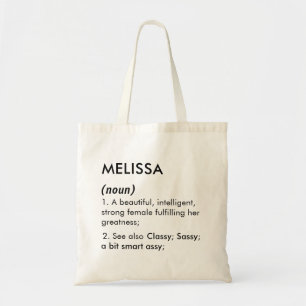 Editable Melissa name definition, custom name Tote Bag
