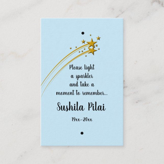Editable Memorium Shooting Star Sparkler Tag (Front)