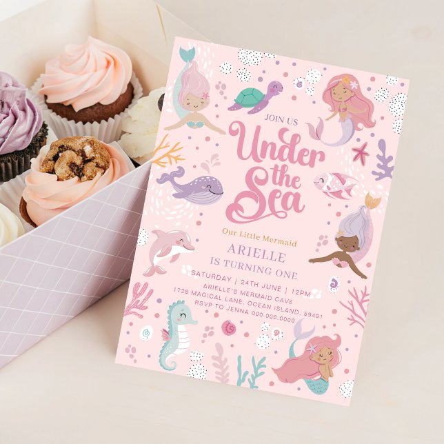 Editable Mermaid 1st Birthday Invitation (Editable Mermaid 1st Birthday Invitation
)