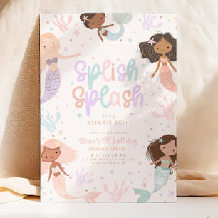 Editable Mermaid Birthday Invitation, Mermaid Bash Invitation
