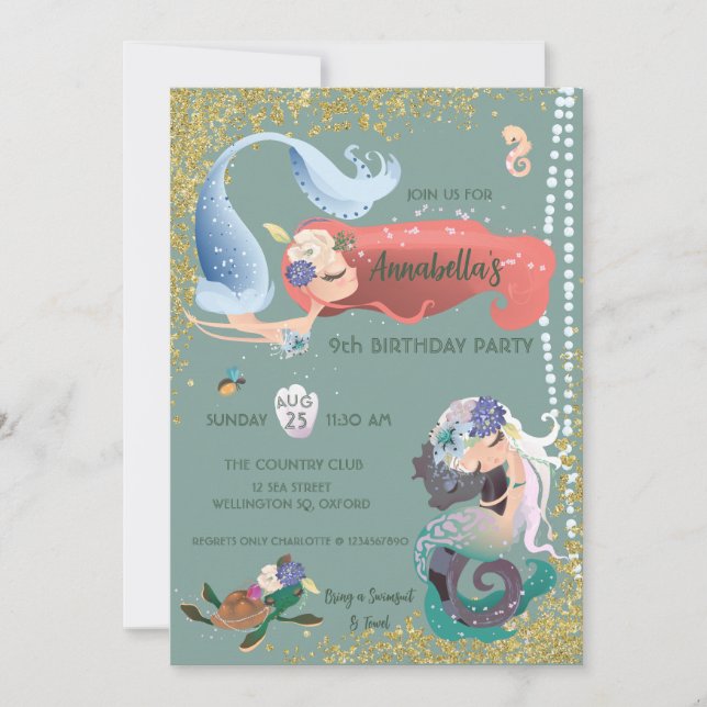Editable Mermaid Invitation (Front)