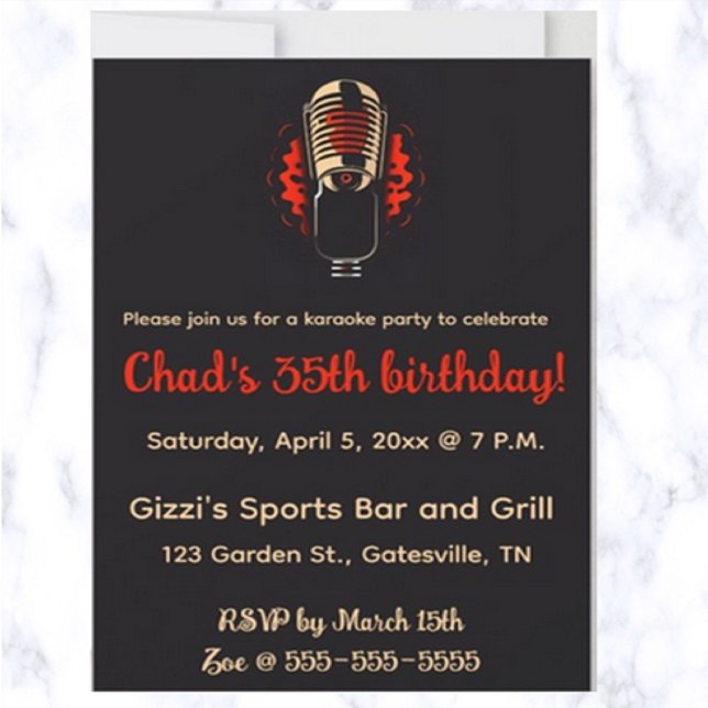 Editable Microphone Karaoke Party Invitation (Creator Uploaded)