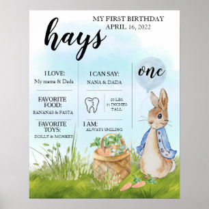 Editable, Milestone chart, Peter Rabbit, Bunny, Poster