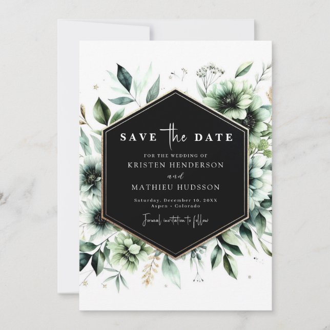 Editable Minimal Romantic Sage Green Wedding Save The Date (Front)