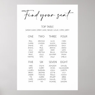 Editable Minimal Style Wedding Seating Plan Poster