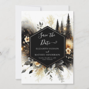 Editable Minimalist Enchanted Forest Wedding Save The Date