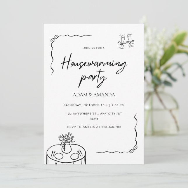 Editable Minimalist Housewarming Party Invitation (Standing Front)